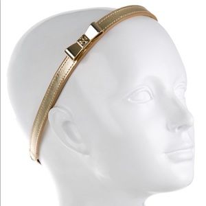 Tory Burch Bow Headband in Gold Metallic